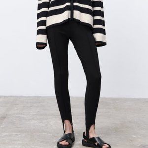 Zara Black Front Pleat Stir up Trouser Pants